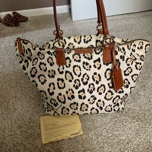 Dooney & Bourke Animal Print Shoulder Bag - Cream and Brown